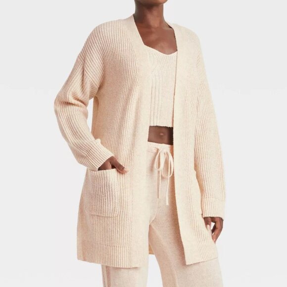 Auden Women's Open Front Sweater Robe with Pockets XL/XXL Oatmeal New - Picture 14 of 14